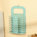 Laundry Basket Wall Mounted Foldable Dirty Clothes Basket Bathroom Laundry Storage Basket Hanging Hamper (Large Light Green)