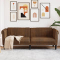 vidaXL Brown Velvet 3-Seater Sofa - Upholstered Couch with Sturdy Legs for Living Room, Modern Furniture Spacious Comfort