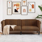 vidaXL Brown Velvet 3-Seater Sofa - Upholstered Couch with Sturdy Legs for Living Room, Modern Furniture Spacious Comfort