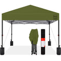 Best Choice Products 8x8ft Pop Up Canopy Tent, Outdoor Shade, 1 Person 1 Minute Set Up, Carry Case, 4 Weight Bags - Olive Green