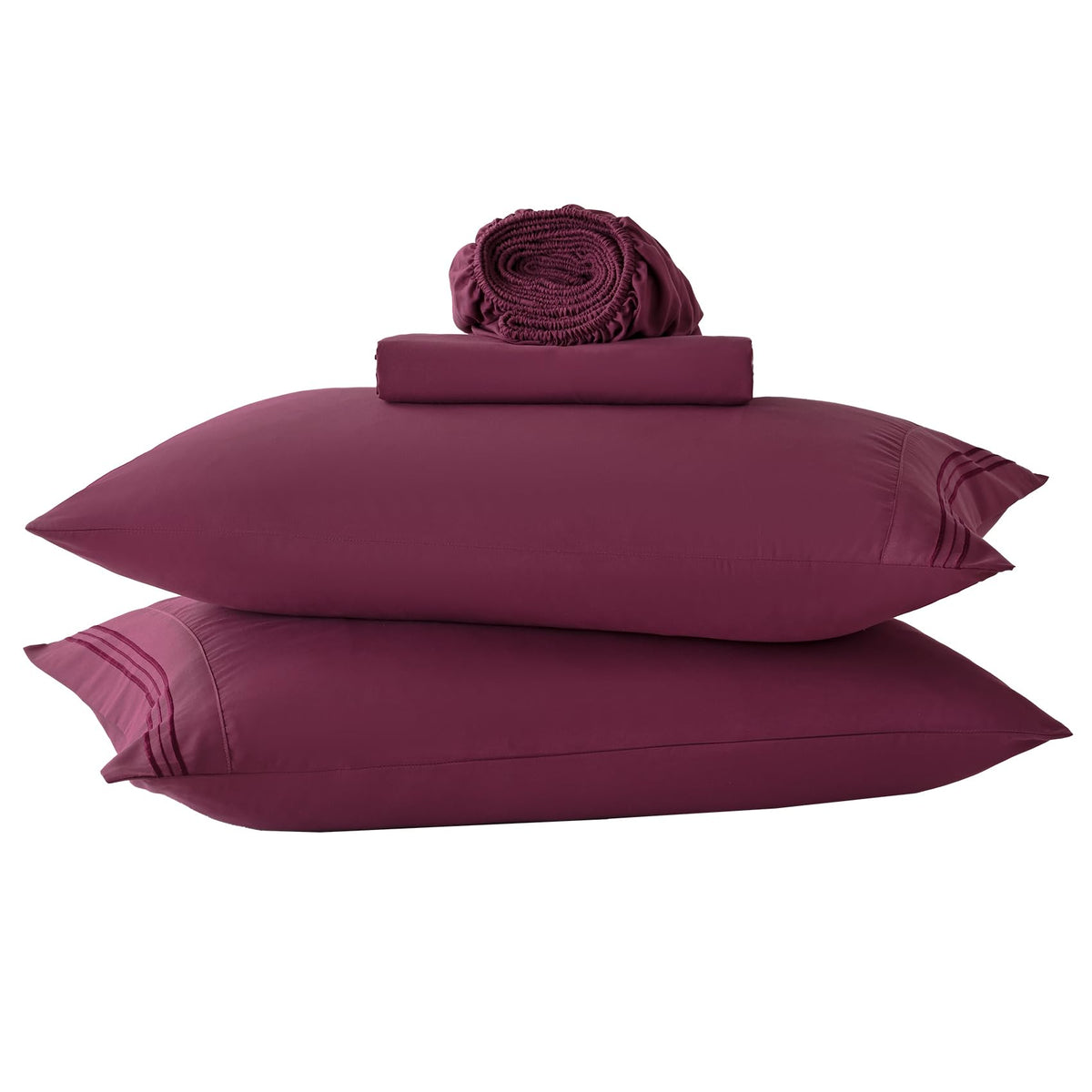 Fuchsia Full Size Bed Sheet Sets-Deep Pocket Fitted Sheet & Pillowcase Sets-4 Piece Soft Cooling Microfiber Bedsheets For Double