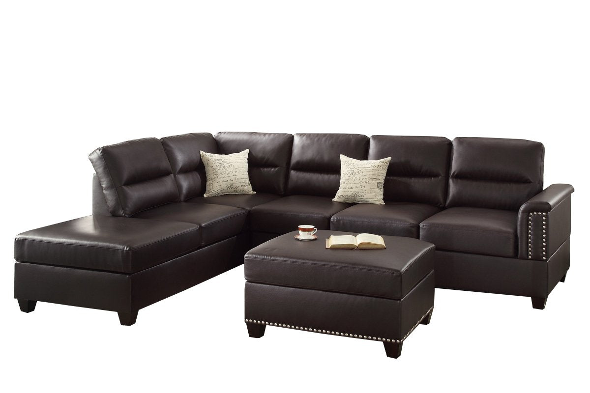 Poundex Upholstered Sofas/Sectionals/Armchairs, Espresso