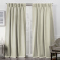 Exclusive Home Sateen Twill Woven Room Darkening Blackout Pinch Pleat/Hidden Tab Top Curtain Panel Pair, 84'' Length, Linen