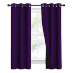 Nicetown 100% Blackout Curtains With Black Liner Backing, Thermal Insulated Curtains For Living Room, Noise Reducing Drapes, Royal Purple, 37' Wide X 60' Long Per Panel, Set Of 2 Panels