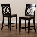 Baxton Studio Verina Modern and Contemporary Sand Fabric Upholstered Espresso Brown Finished Wood Counter Stool (Set of 2)