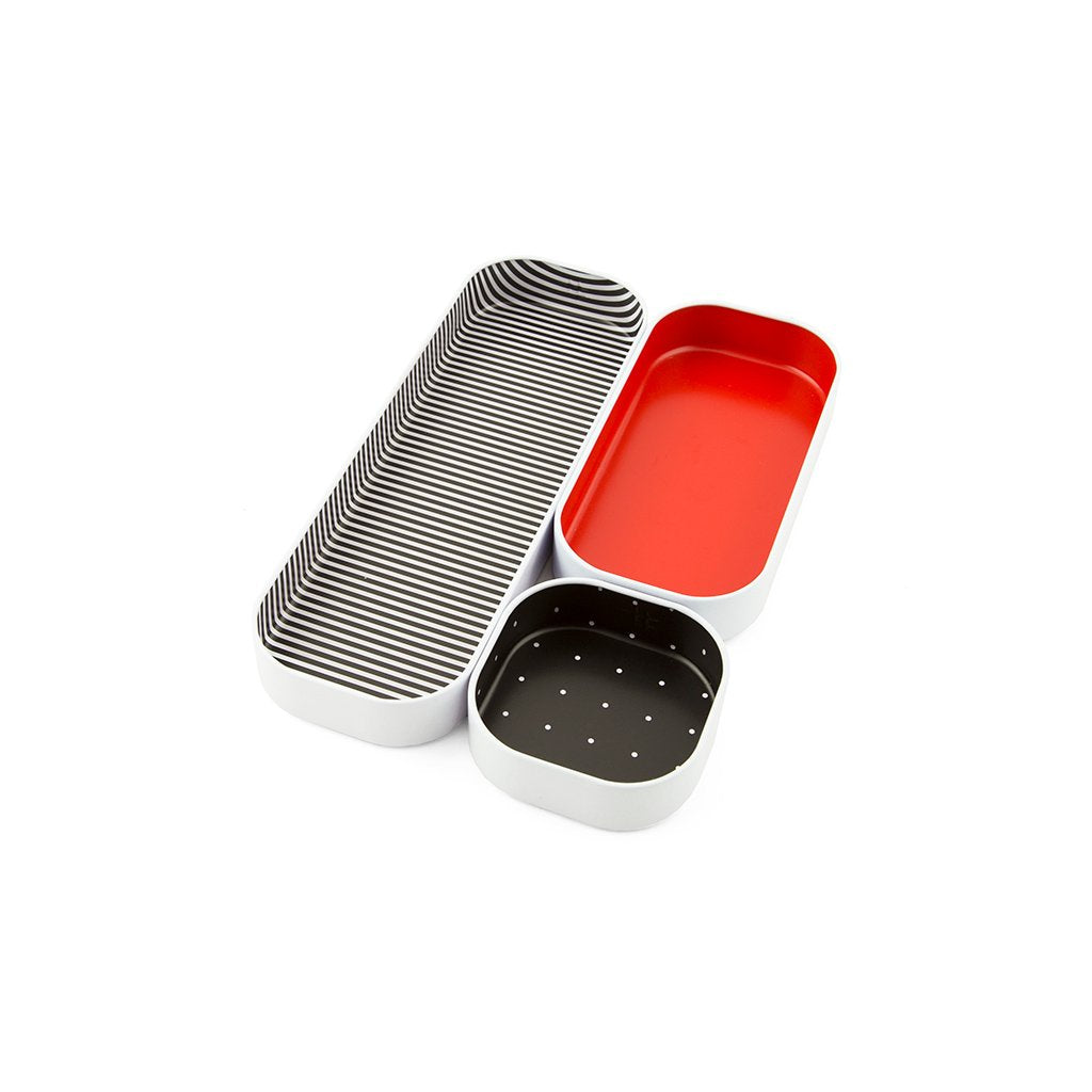 Three By Three Seattle 3 Piece Shallow Metal Organizer Tray Set For Storing Makeup, Stationery, Utensils, And More In Office Des