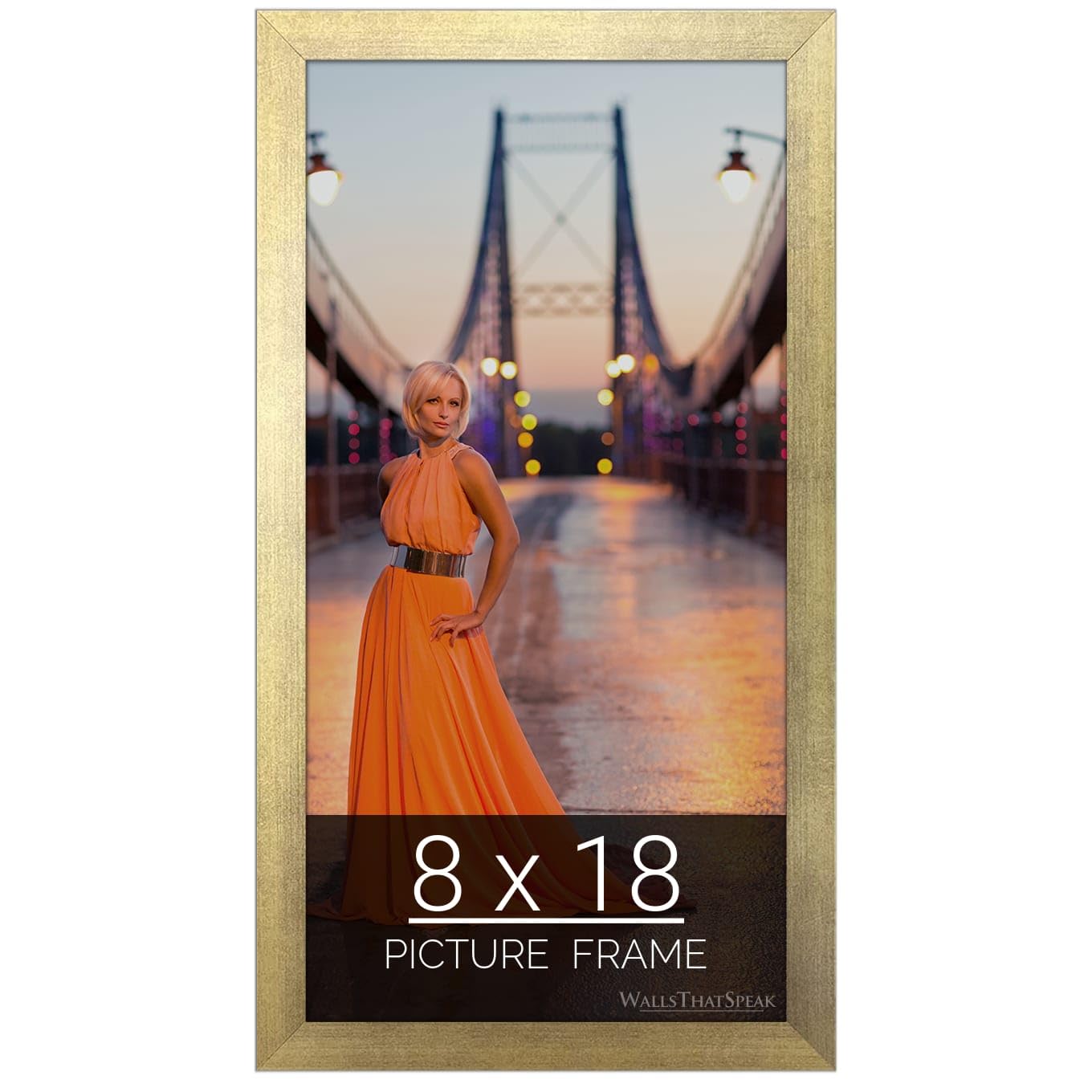 wallsthatspeak 8x18 Gold Picture Frame for Puzzles Posters Photos or Artwork