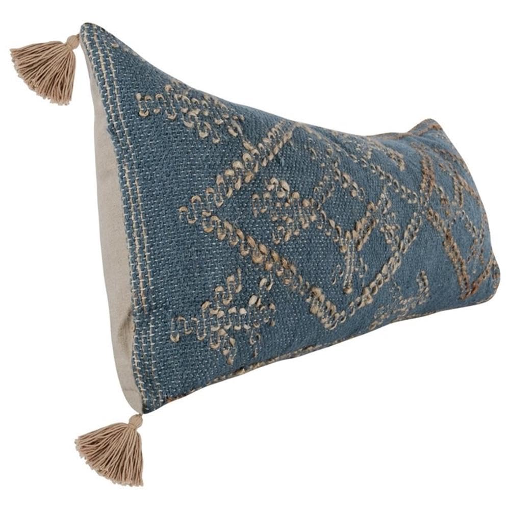 Kosas Home Ferri 16X36 Elegant Pattern Wool & Jute Throw Pillow In Blue/Natural
