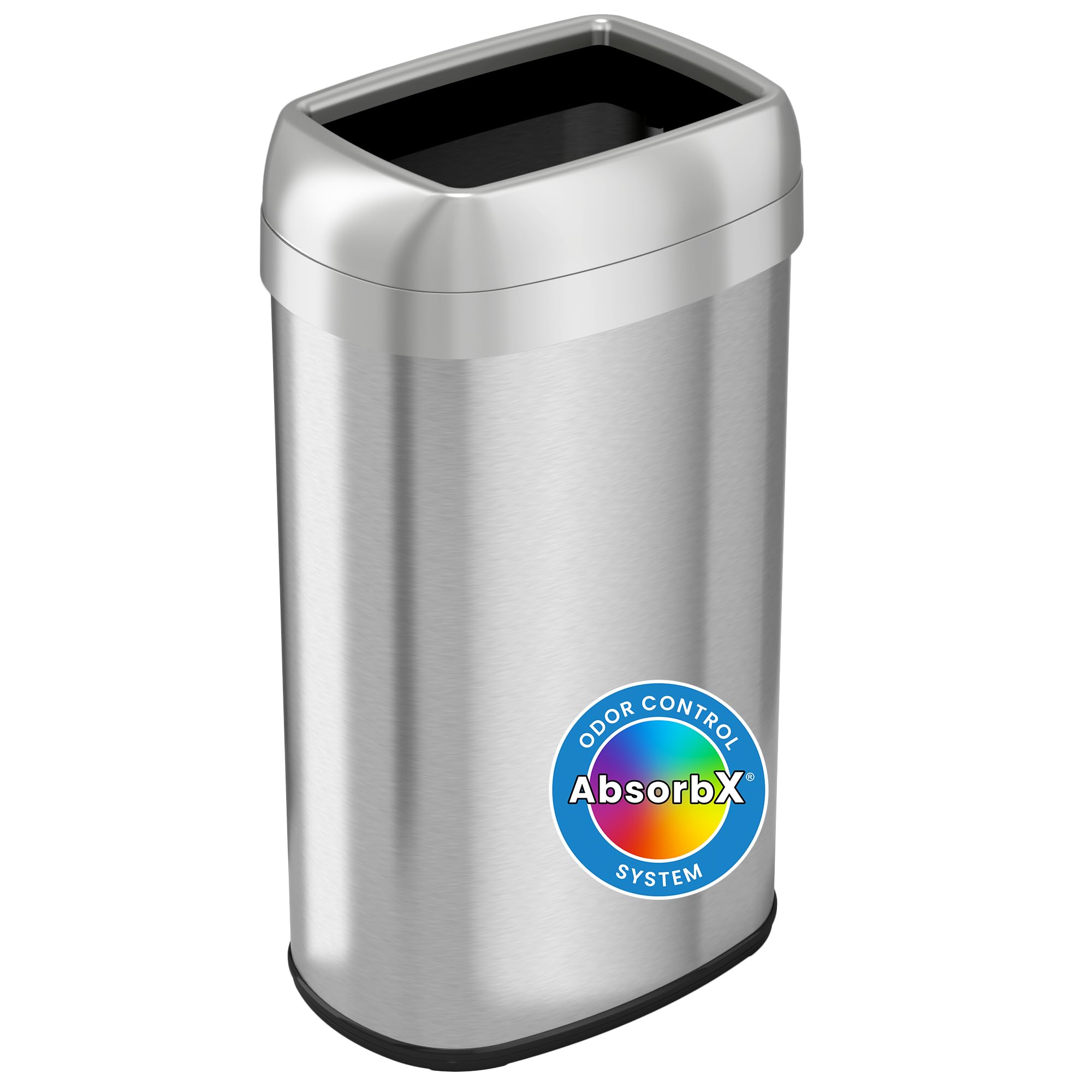 iTouchless 16 Gallon Elliptical Open Top Trash Can and Recycle Bin with Dual AbsorbX Odor Filters, Slim Space-Saving Large Capac