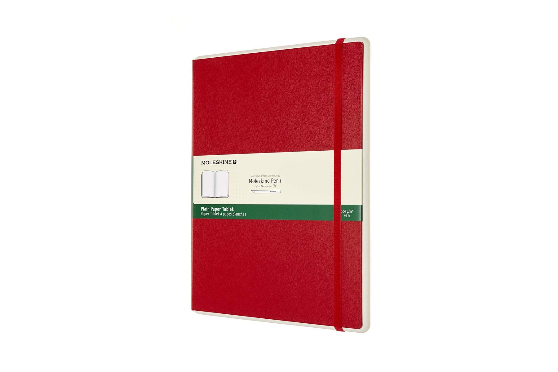Moleskine Paper Tablet Hard Cover Smart Notebook, Plain/Blank, Xl (7.5' X 9.75') Scarlet Red, Compatible W/ Moleskine Pen+ Ell