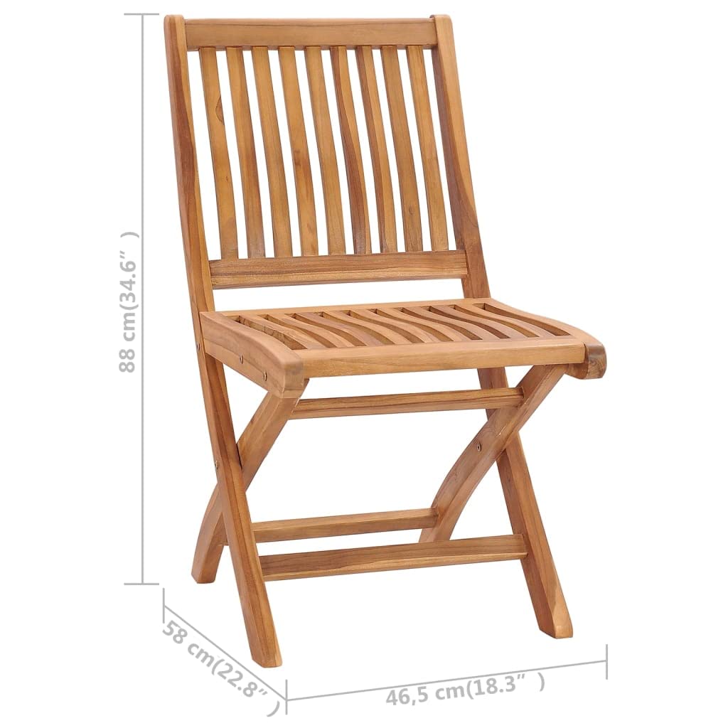 vidaXL Foldable Patio Chairs Set with Cushions, Sturdy and Weather-Resistant Outdoor Seating, Made from Solid Teak Wood with Fine Sanded Finish, Perfect for Gardens, Cafes, and Offices