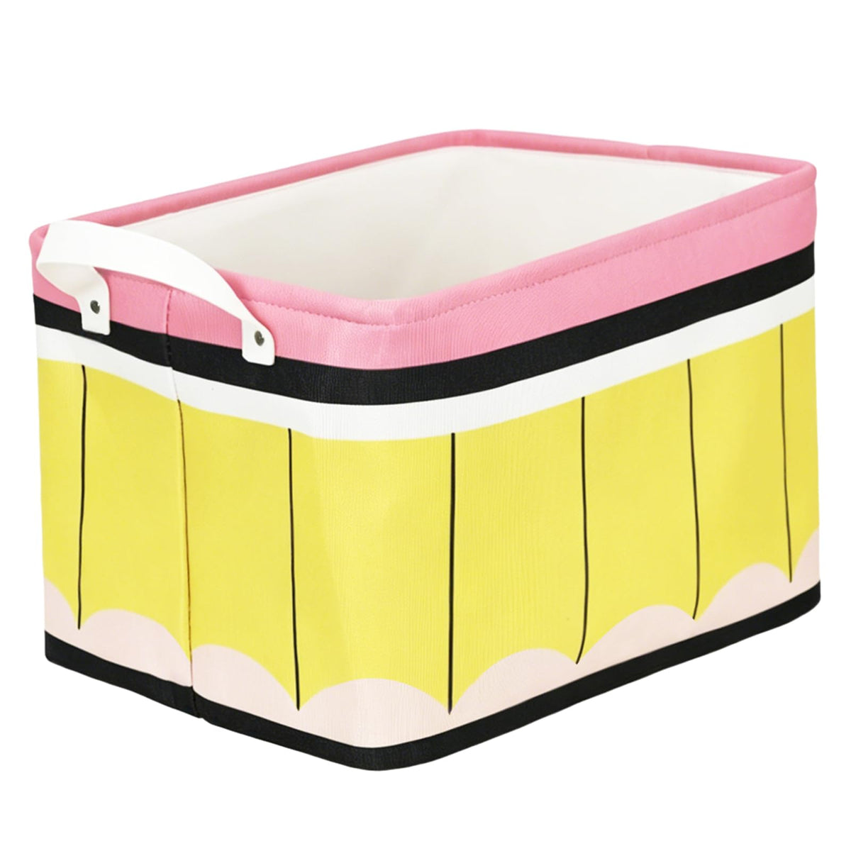 FYSUIMU Back to School Rectangle Collapsible Storage Basket Pencil Open Toy Organizer Bag with Handle 15 x 10.2 x 9.4 Inch Large