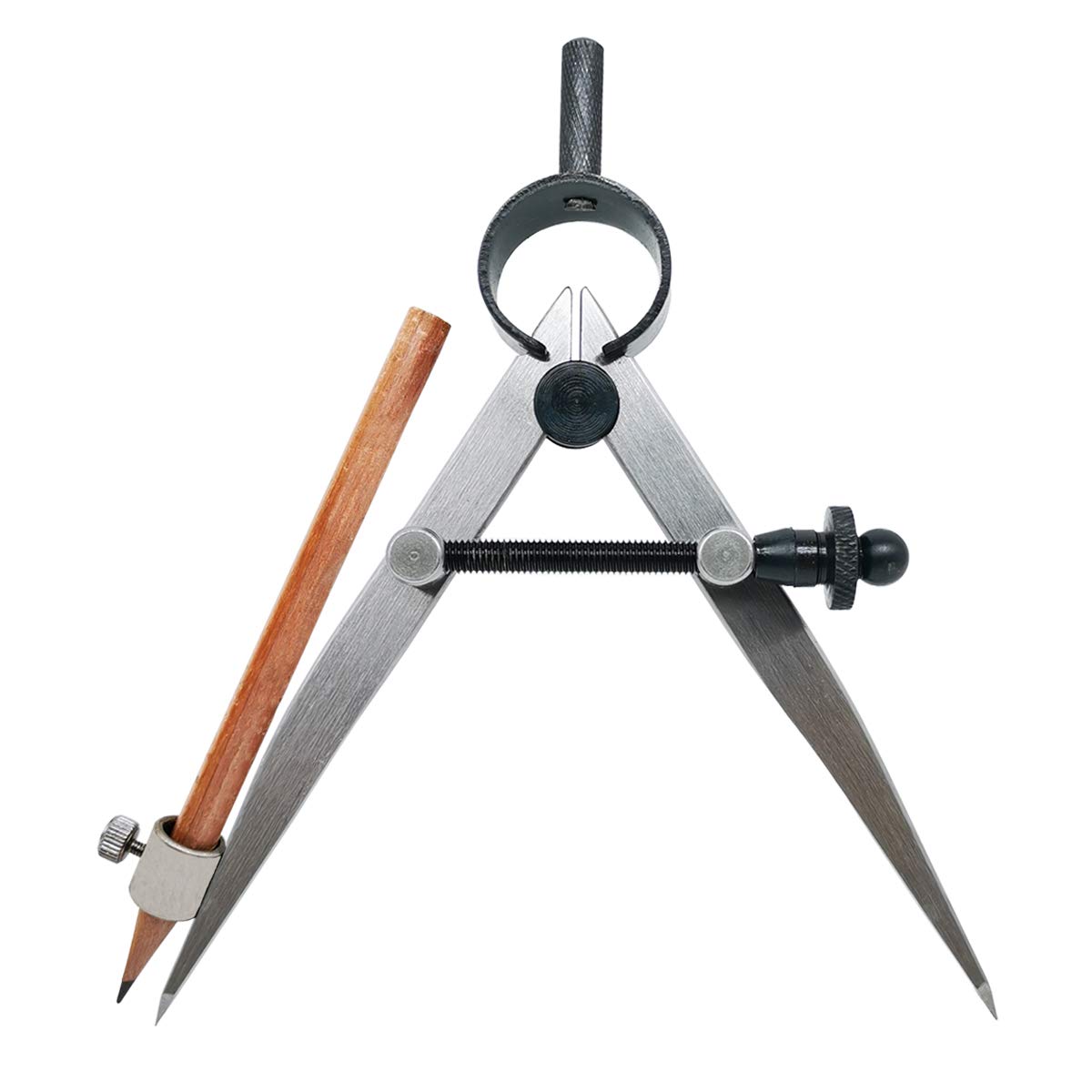 Zlksker 4/10 Inch Woodworking Compass With Pencil Holder, Precision Spring Divider/Scriber, All Metal Compass For Leather Work M