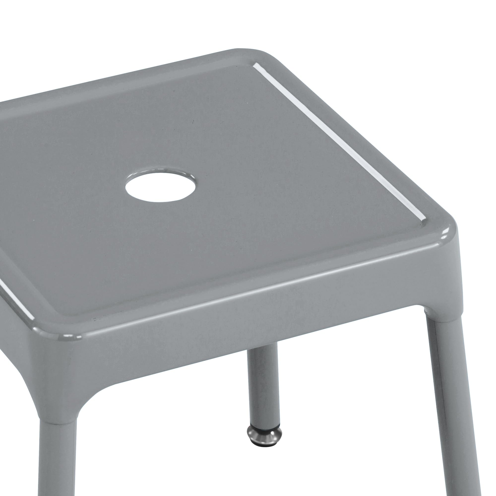 Safco Products 6603 Steel Stool, 15' H, Sturdy Construction, Durable Powder Coat Finish, Includes Nylon Leg Caps And Leveling Feet, Silver