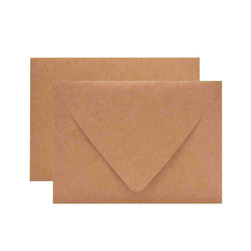 100 Pack 5X7 Brown Kraft Envelopes For Invitations - Quick Self Seal, V-Flap, Perfect For Weddings, Baby Shower,5X7 Cards,Party