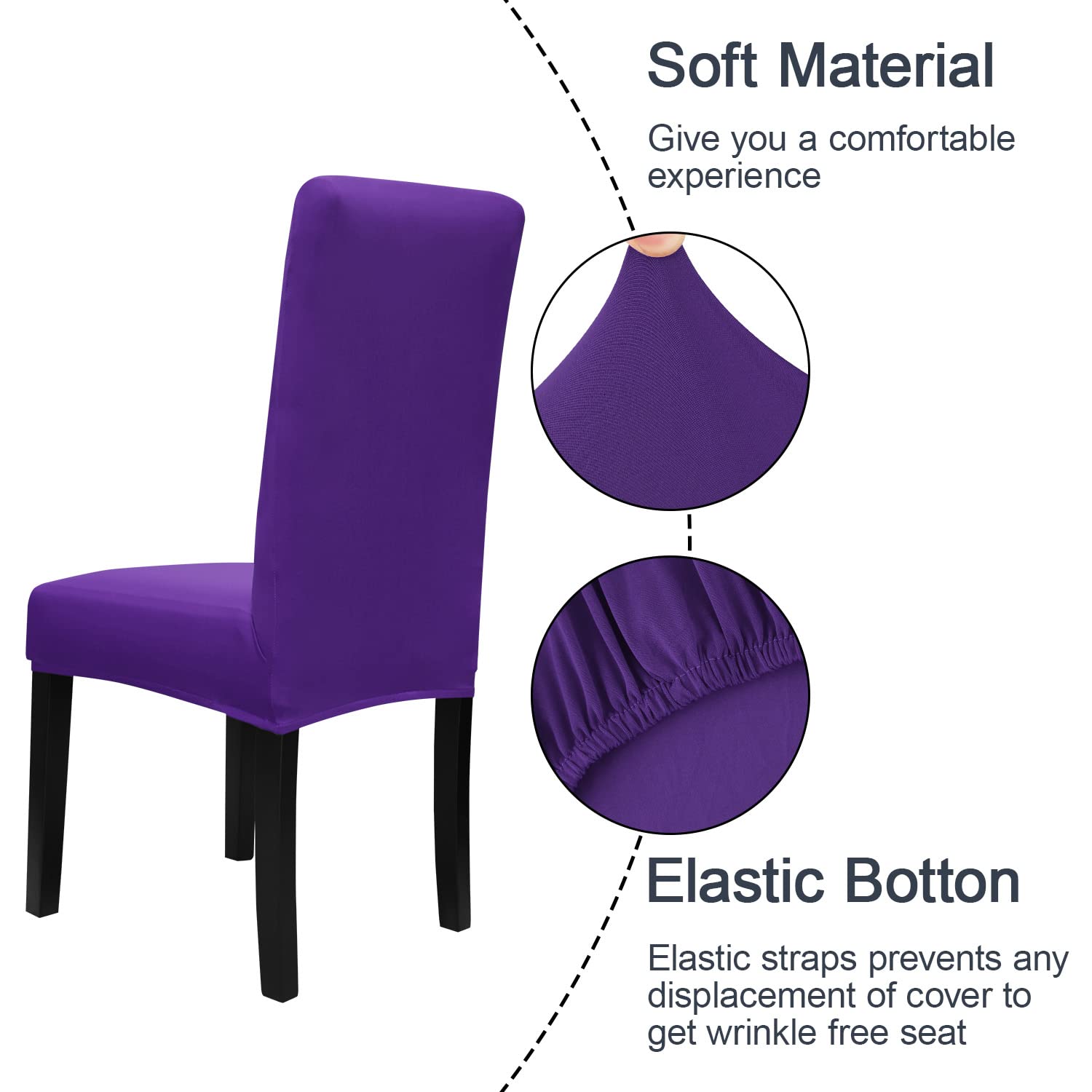 Jqinhome Dining Chair Slipcover, High Stretch Removable Washable Chair Seat Protector Cover Set Of 4,Chair Covers For Dining Room, Kitchen,Home Party,Wedding Ceremony(Purple, 4Pc)