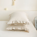 Cream Pillowcases King Pillowcases Ruffled Pillow Shams Set Of 2 Cute Pillowcases Solid Ruffled Fringe Design Beige Grey Shabby