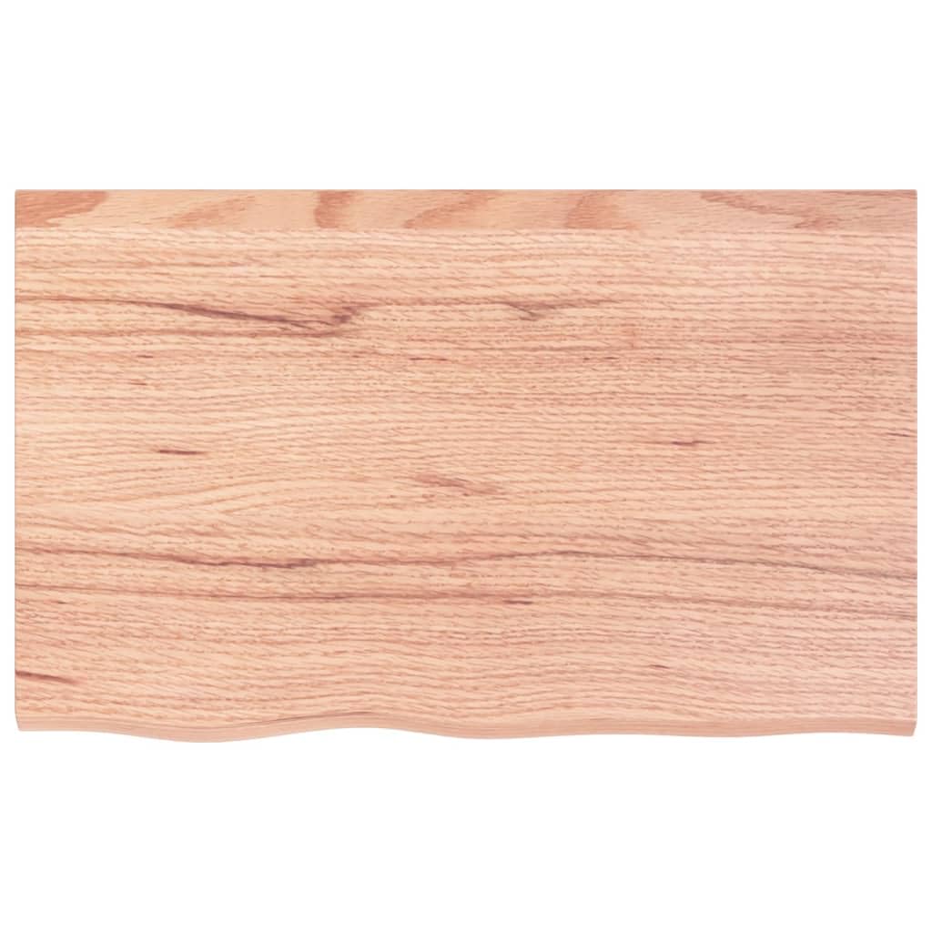 vidaXL Light Brown Treated Solid Oak Wood Table Top - Handcrafted with Live Edge Design, Versatile and Ready to Use - 31.5&quot;x19.7&quot;x(0.8&quot;-2.4&quot;)