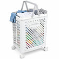 Gdfjiy 49L Collapsible Laundry Baskets, Plastic Laundry Hamper with Handles, Foldable Laundry Bin, Laundry Basket with Wheels fo