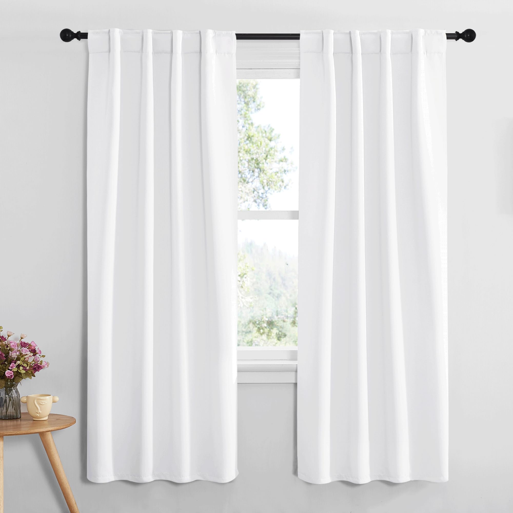 Nicetown Living Room Curtains - (White Color) W34 X L72, Set Of 2, Home Decor Modern Drapery Panels For Office/School/Hospital Window