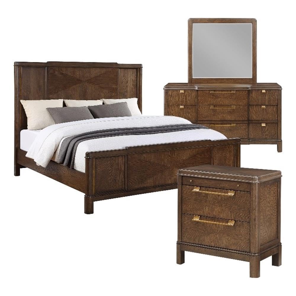 Steve Silver Milan Walnut Brown Wood 4-Piece King Bedroom Set