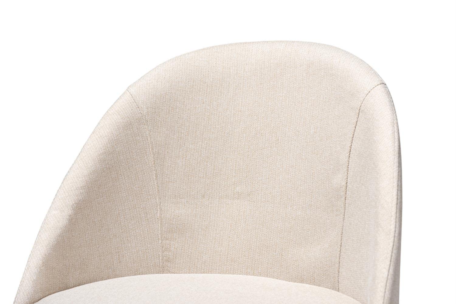 Baxton Studio Carra Mid-Century Modern Light Beige Fabric Upholstered Walnut-Finished Wood Swivel Counter Stool (Set of 2)