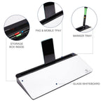 Small Glass Desktop Whiteboard Dry-Erase-Board - Computer Keyboard Stand White Board Surface Pad With Drawer, Desk Organizers Wi