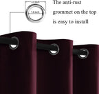 Jiuzhen Burgundy Blackout Curtains For Bedroom - Light Blocking And Noise Reducing Grommet Curtains For Living Room Darkening Curtains, Set Of 2 Window Curtain Panels, 38 X 72 Inch Length