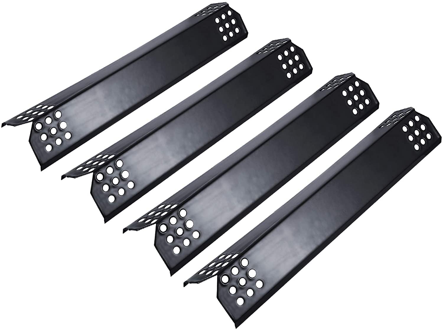 Unicook Porcelain Grill Heat Plate 14.56' L, Gas Grill Replacement Parts, 4 Pack Grill Heat Shield Tents, Grill Burner Cover, F