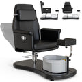 OKAKOPA Pedicure Chair No Plumbing for Nail Tech, Upgraded 360 Swivel Hydraulic Lift Reclining Pedicure Station w/Footrest & Bow