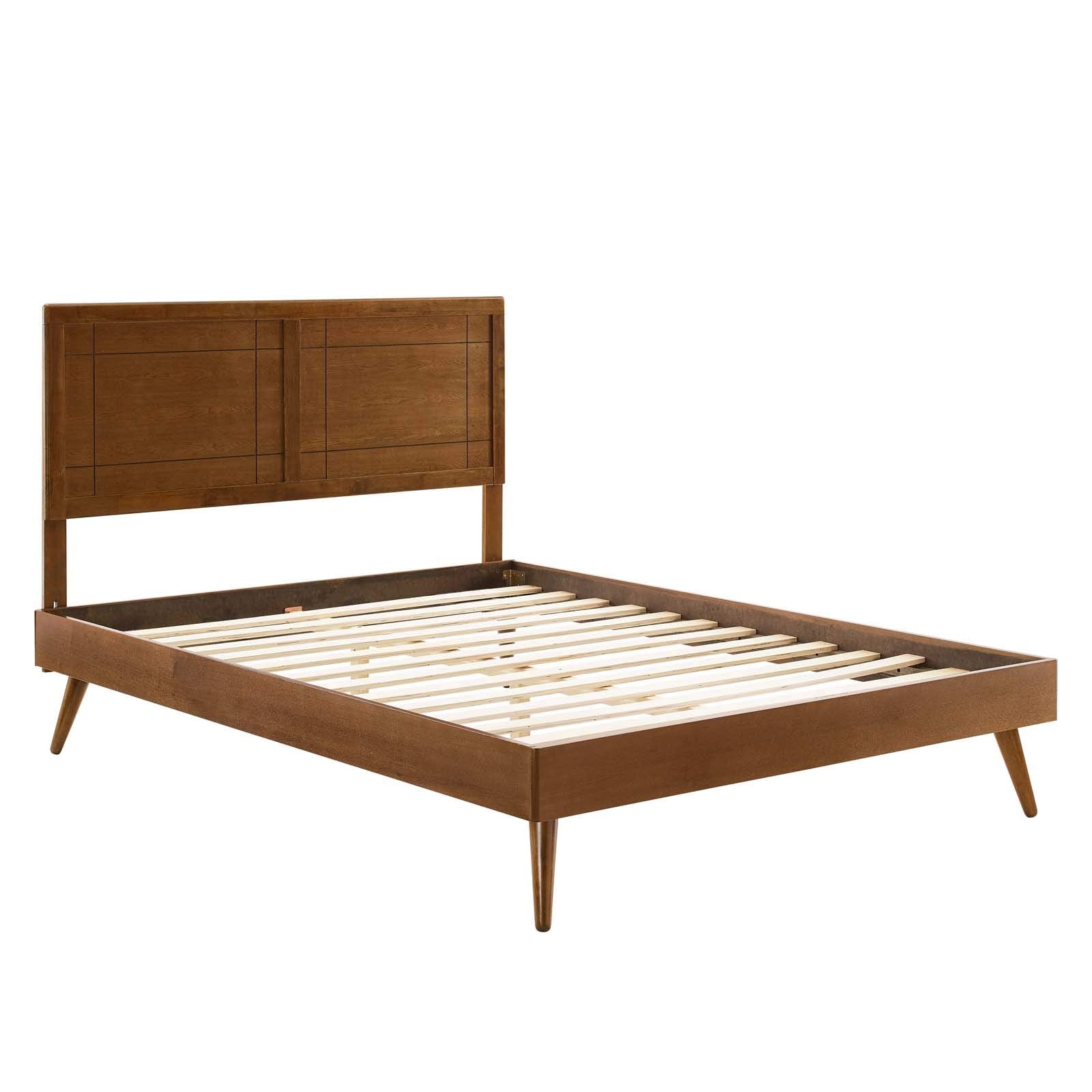 Modway Mod-6628-Wal Marlee Full Wood Platform Bed With Splayed Legs, Walnut