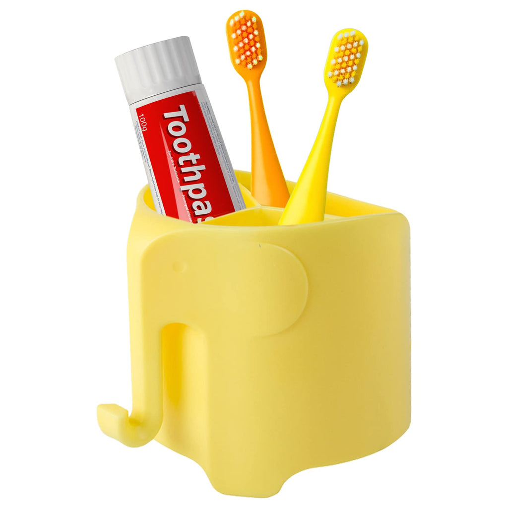 RyanLemon Elephant Toothbrush Holder for Kids, Suction Cup Electric Toothbrush and Toothpaste Holder for Toddler, Cute Toddler T