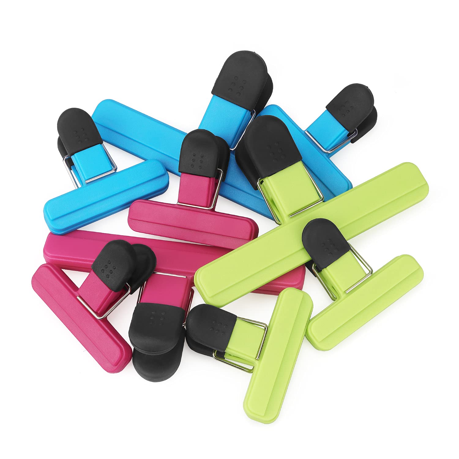 9 Pack Large Chip Bag Clips Assorted Sizes Food Bag Clips Plastic Heavy Seal Grip, 3 Colors