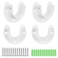 Canomo 4 Packs Heavy Duty Stainless Steel Closet Rod End Supports U-Shaped Closet Pole Sockets Flange Rod Holder with Screws, 1-