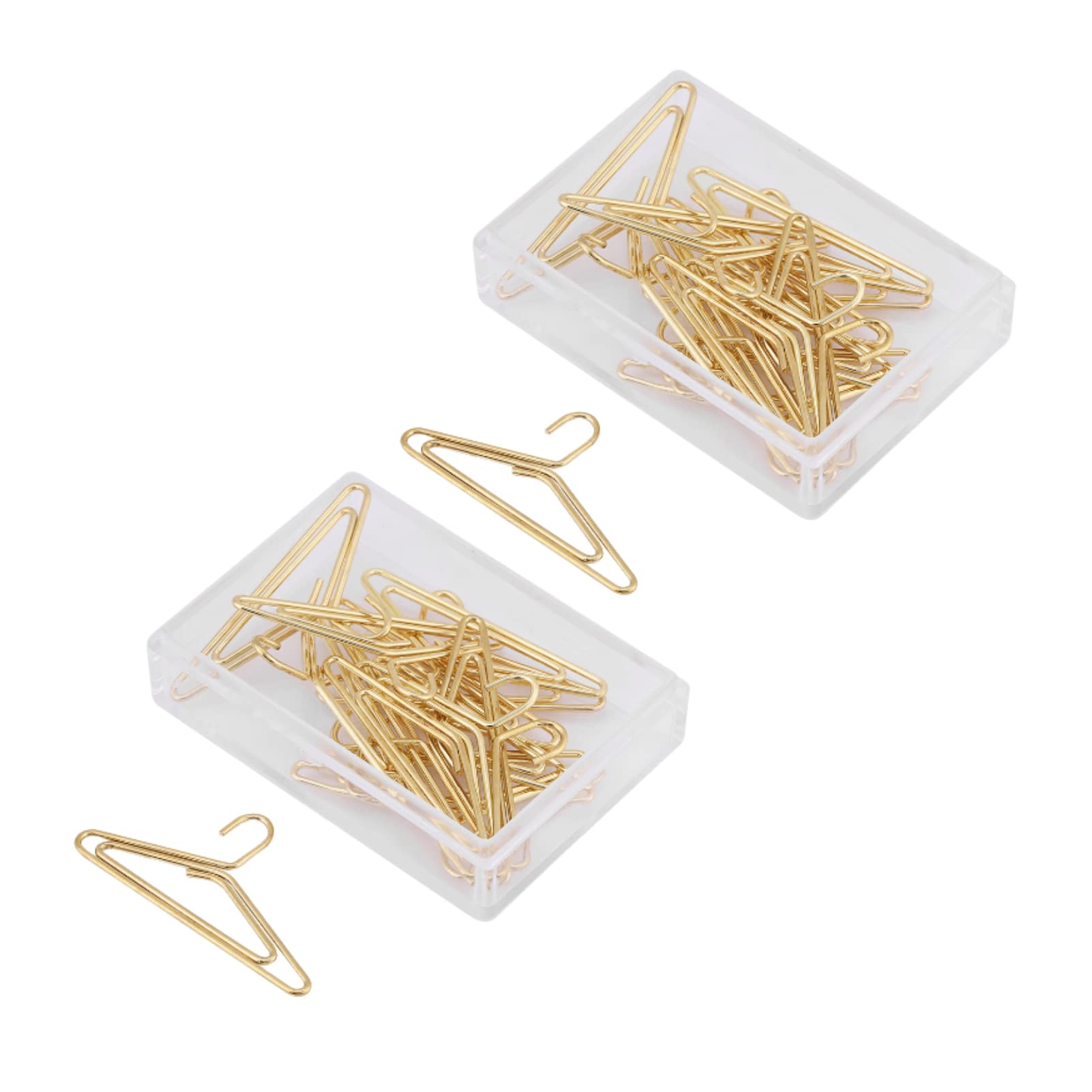 24Pcs Paper Clips, Gold Paperclips With Storage Box Cute Hanger Shape Paper Clip Stainless Steel Paper Clip Small Paper Clips Mu