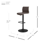 New Pacific Direct Jayden Pu Leather Low Back Gaslift Bar, Set Of 2 Bar & Counter Stools, Vintage Coffee Brown