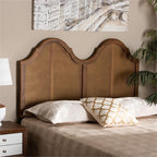 Baxton Studio Hazel Vintage Classic and Traditional Ash Walnut Finished Wood and Synthetic Rattan Full Size Arched Headboard