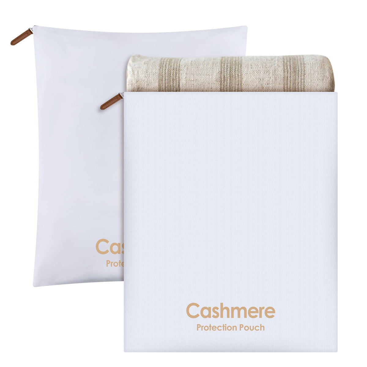 ARQRHTLY 2 Pack Cashmere Sweater Storage Bags, Large Breathable Washable Pure Cotton Zipper Pouch Organizers Covers Bags for Cas