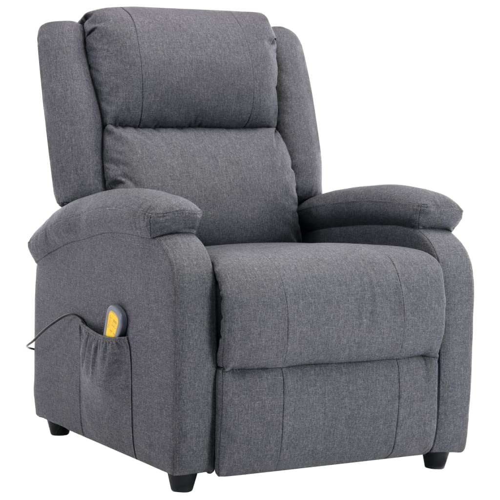 vidaXL Massage Chair - Fabric-Covered, Reclining and Vibration Functions, Relaxing Dark Gray Lounger for Home or Office