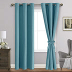 Jiuzhen Blackout Curtains With Tiebacks-Thermal Insulated And Light Blocking,2 Panels, 42 X 84 Inch,Turquoise