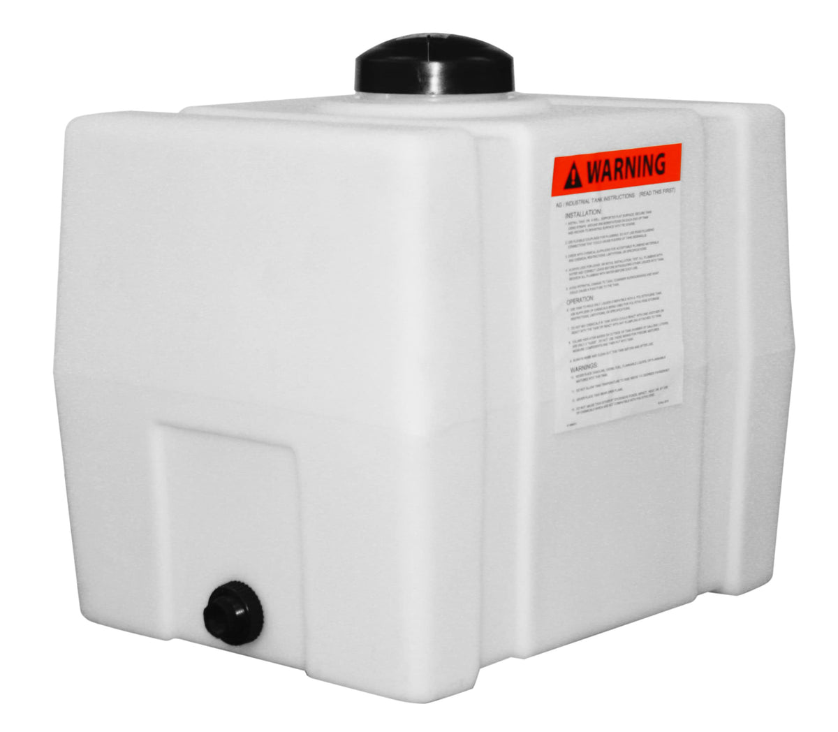 Romotech 82123909 Horizontal Square Polyethylene Reservoir Water Tank For Farming Construction And More, 30 Gallon, Saddle