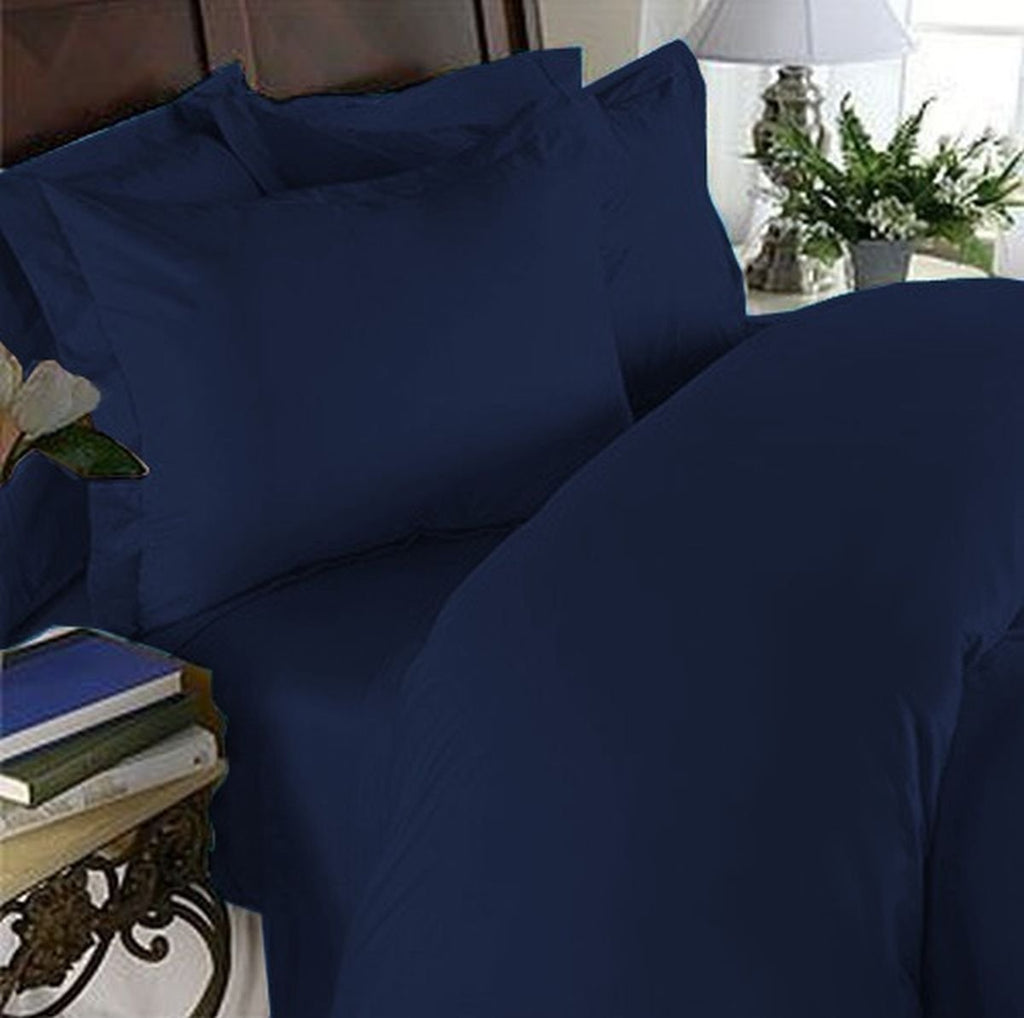Elegance Linen  1500 Thread Count Wrinkle Resistant 4 Pc Sheet Set, Deep Pocket Up To 18' - All Size And Colors , King Navy