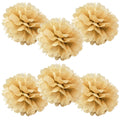 WYZworks Set of 6 - TAN 16 - (6 Pack) Tissue Pom Poms Flower Party Decorations for Weddings, Birthday, Bridal, Baby Showers, Nur