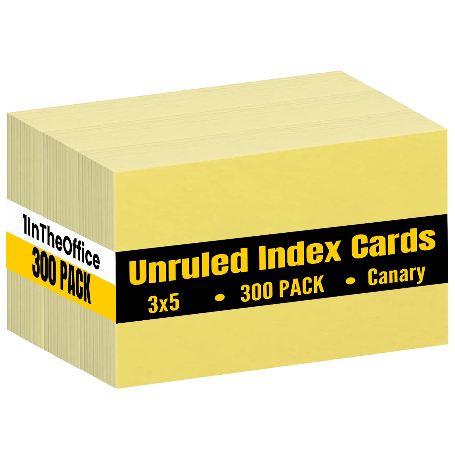 1Intheoffice Index Cards Canary Yellow Unruled 3X5, Blank Index Cards, 3'X5', 300 Pack