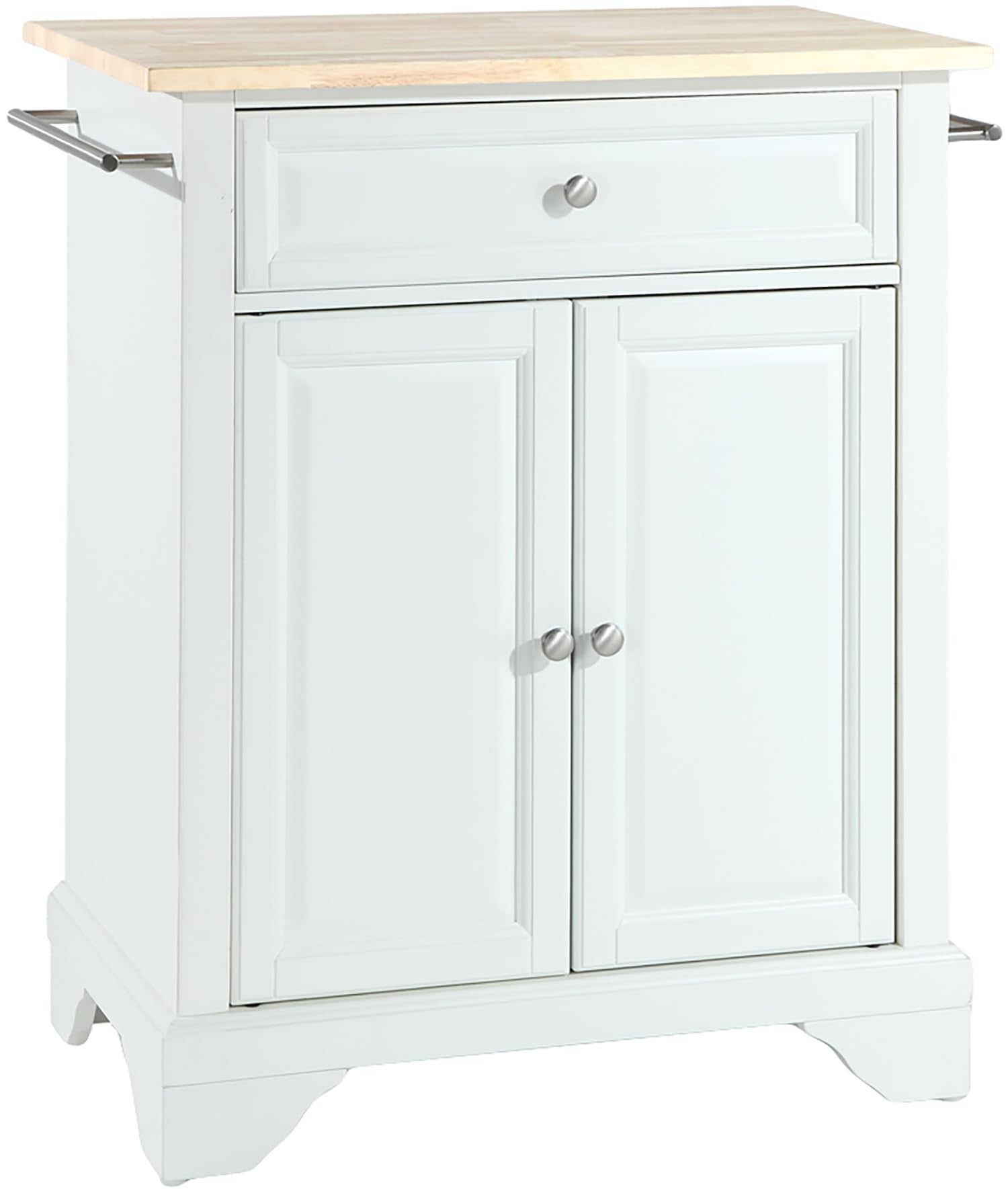 Crosley Furniture Lafayette Wood Top Small Portable Rolling Kitchen Island Storage Cart, Microwave Stand, White