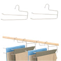 Trrcylp Pants Hangers Space Saving 6 Pack 2 Layers Trouser Hanger Multifunctional 5.0 mm Stainless Steel Jeans Rack for Wardrobe