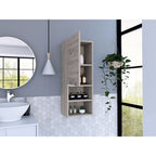 DEPOT E-SHOP Savona Medicine Single Door Cabinet with Two Interior Shelves and Two External Shelves, 32" H, Light Gray, Bathroom