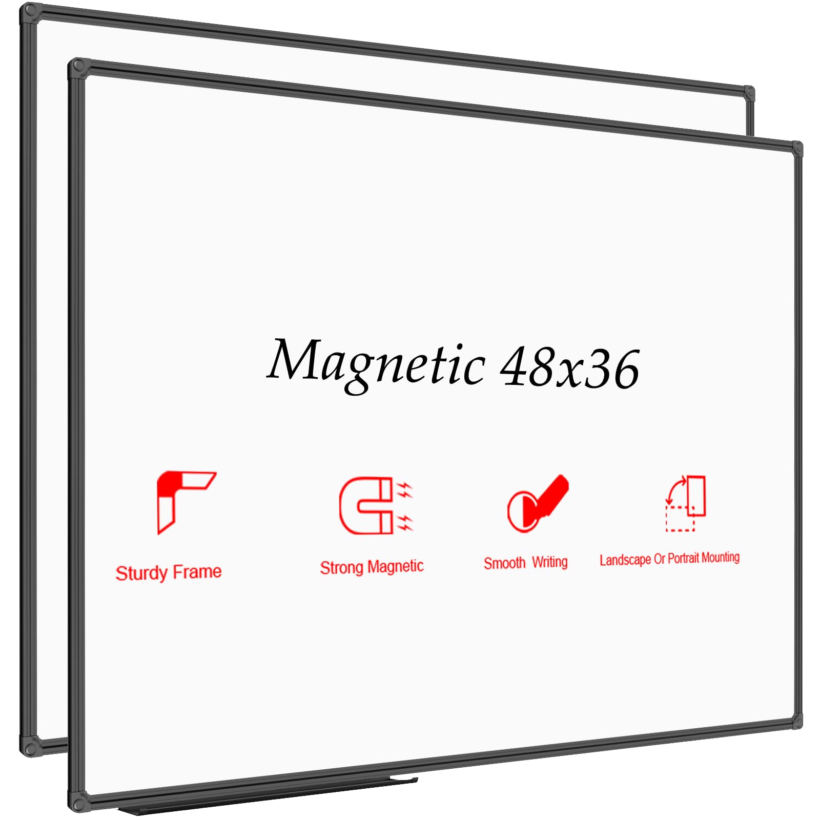 Jiloffice Magnetic Whiteboard/White Board, Dry Erase Board 48 X 36 Inch, 2 Pack, Black Aluminum Frame Wall Mounted Board For Off