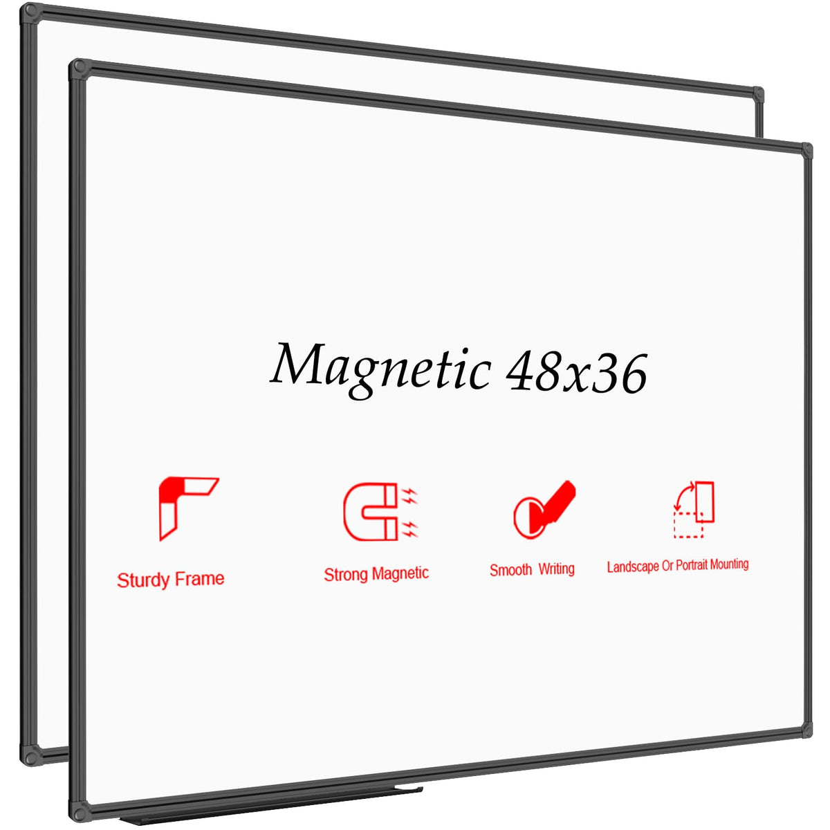 Jiloffice Magnetic Whiteboard/White Board, Dry Erase Board 48 X 36 Inch, 2 Pack, Black Aluminum Frame Wall Mounted Board For Off