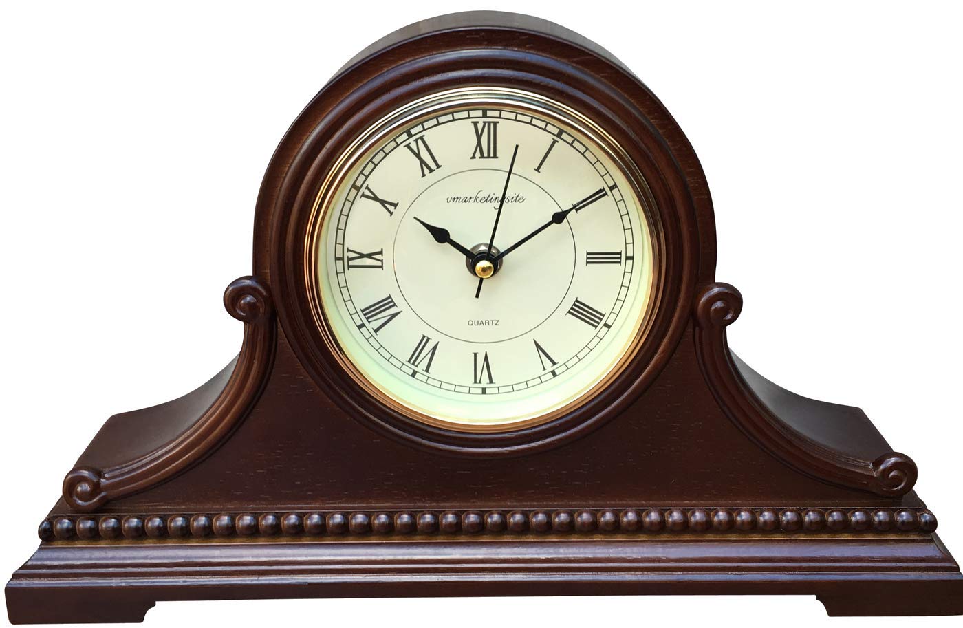 Vmarketingsite Mantel Clocks, Battery Operated, Silent Wood Mantle Clock with Westminster Chimes On The Hour, Solid Wooden Shelf